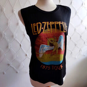 Led Zeppelin Muscle Tee by Malibu Bum • Black Graphic T-Shirt • Size Medium